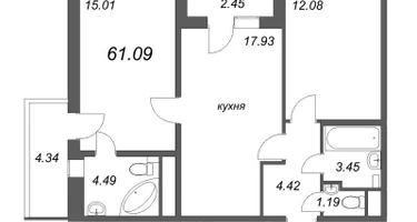 Студия, 61&nbsp;м²