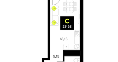 Студия, 29 м²