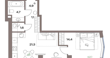 2-к. квартира, 48 м²