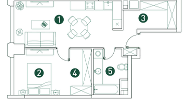 2-к. квартира, 50&nbsp;м²