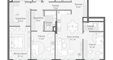 3-к. квартира, 149 м²