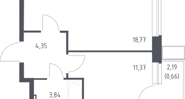 1-к. квартира, 38&nbsp;м²