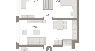 3-к. квартира, 76 м²