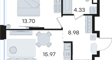 1-к. квартира, 42&nbsp;м²