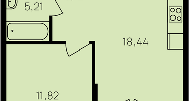 1-к. квартира, 44&nbsp;м²