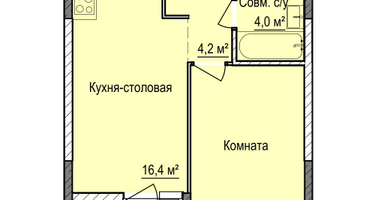 1-к. квартира, 38 м²