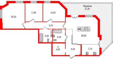 3-к. квартира, 129&nbsp;м²