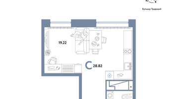 Студия, 28 м²