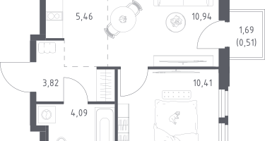 Студия, 35&nbsp;м²