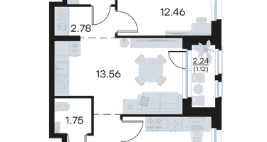 2-к. квартира, 51&nbsp;м²