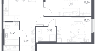 2-к. квартира, 76&nbsp;м²
