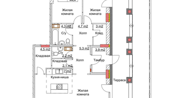 3-к. квартира, 100&nbsp;м²