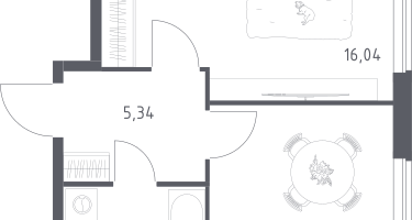 1-к. квартира, 37&nbsp;м²