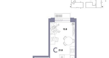 1-к. квартира, 21&nbsp;м²