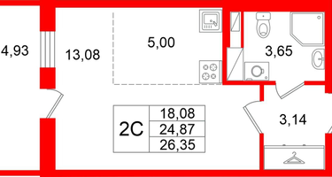 Студия, 24&nbsp;м²