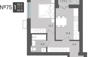 1-к. квартира, 37 м²