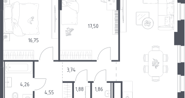 Студия, 80&nbsp;м²