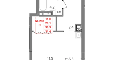 Студия, 30&nbsp;м²