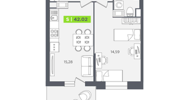Студия, 42&nbsp;м²
