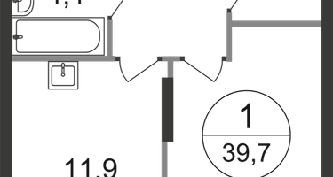 1-к. квартира, 39 м²