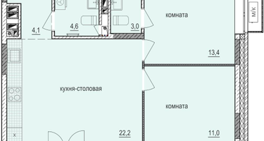 2-к. квартира, 59&nbsp;м²