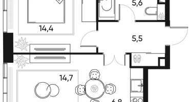 2-к. квартира, 47&nbsp;м²