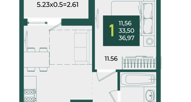 1-к. квартира, 36&nbsp;м²