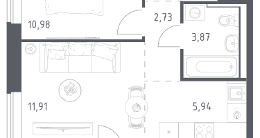 Студия, 40&nbsp;м²