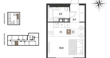 Студия, 25 м²
