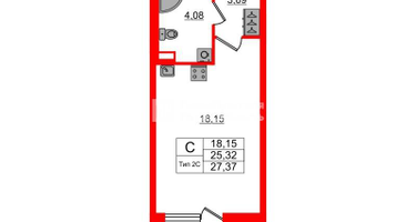 Студия, 25 м²