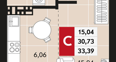 1-к. квартира, 33 м²