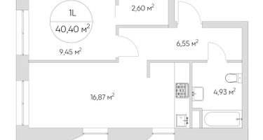 1-к. квартира, 40&nbsp;м²
