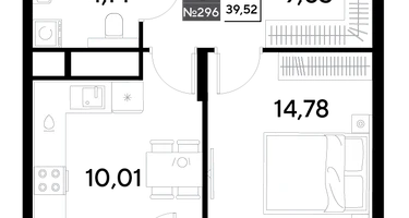 1-к. квартира, 39&nbsp;м²