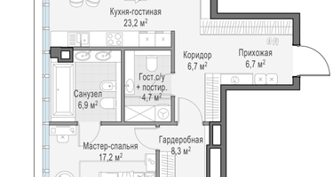 1-к. квартира, 73&nbsp;м²