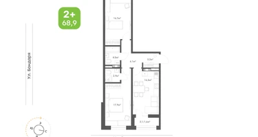 2-к. квартира, 68&nbsp;м²