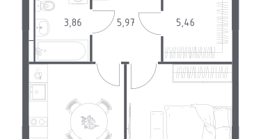 1-к. квартира, 35&nbsp;м²