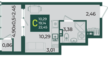 Студия, 22&nbsp;м²
