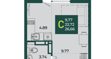 Студия, 26&nbsp;м²