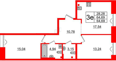 2-к. квартира, 64 м²