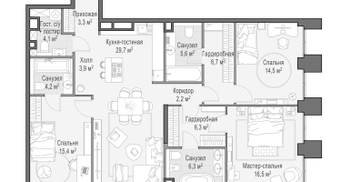 4-к. квартира, 119 м²
