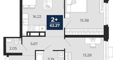 2-к. квартира, 62&nbsp;м²