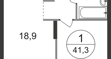 1-к. квартира, 41&nbsp;м²