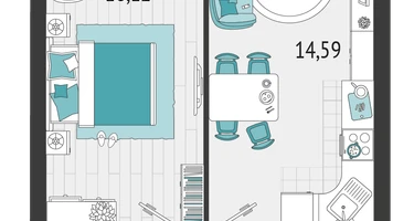 2-к. квартира, 54 м²
