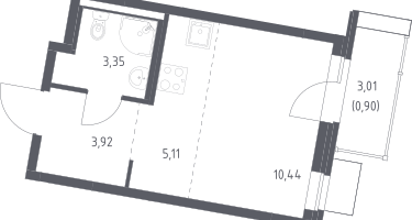 Студия, 23&nbsp;м²