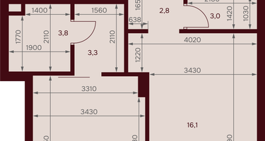 1-к. квартира, 39&nbsp;м²