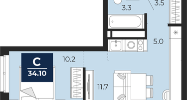 Студия, 33&nbsp;м²
