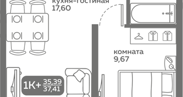 1-к. квартира, 35&nbsp;м²