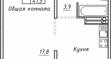 1-к. квартира, 41&nbsp;м²