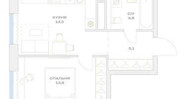 1-к. квартира, 37 м²