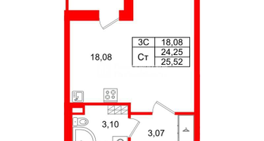Студия, 24&nbsp;м²